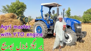 Agri master tractor with YTO engine Diesel average on wheat thresher [upl. by Esteban]