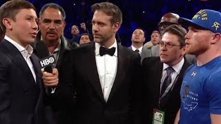 WOW CANELO AND GOLOVKIN TRADE WORDS IN RING quotLUCK IS FOR THE MEDIOCREquot [upl. by Swanhildas]