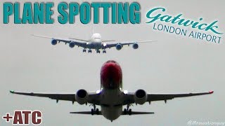 Plane Spotting at London Gatwick Airport  Heavy Landings amp Takeoffs 747 A380 787 777 767 with ATC [upl. by Dailey]