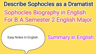 Describe Sophocles as a Dramatist  BASem 2 English Major Course  Sophocles ki jivni [upl. by Rachele]