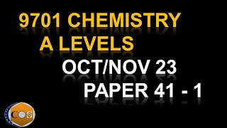 97014143ON23 chemistry A level winter paper41n43 octnov 2023 Q1 and 2 solved 9701w23qp4143 [upl. by Nedi]