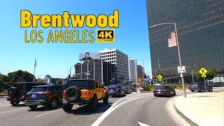 Driving Brentwood Neighborhood Los Angeles  California USA 4K UHD 60fps June 2022 [upl. by Ahsropal]