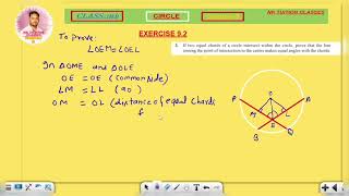 Circle class 9th chapter number 9 exercise 92 question 3 detail explanation [upl. by Casavant]