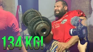 134 KG 295 LBS Single Arm Bicep Curl 50K Special [upl. by Pontus]