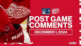 Dylan Larkin Moritz Seider Derek Lalonde Post Game Comments vs VAN  Dec 1 2024 [upl. by Cower983]