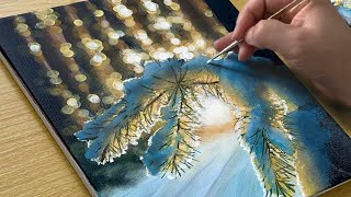 How to Draw a Snowy Morning Scene  Acrylic Painting for Beginners [upl. by Melcher]