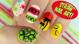 Straw Nail Art 6 Creative Nail Art Designs Using a Straw [upl. by Relyat661]