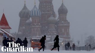 Recordbreaking snowfalls blanket Moscow [upl. by Towney711]