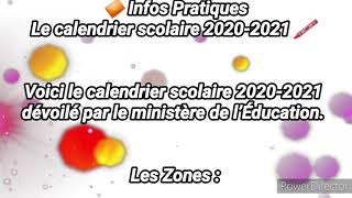 🔶 Infos Pratiques Le calendrier scolaire 20202021 🖍 [upl. by Liuqa]