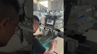 RAMBO RM327PLK Polo shirt placket setter machine with 360 degree rotary mechanical cutter [upl. by Ellevel621]