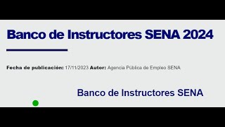 Banco de Instructores 2024 Certificaciones Calificación HV y Reclamaciones [upl. by Annhoj]