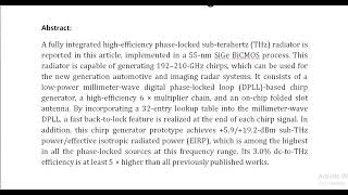 A Fast Back to Lock DPLL Based 192–210 GHz Chirp Generator With 5 9 dBm Peak Output Power for Sub T [upl. by Ydarb]