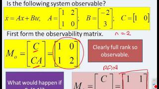 State space analysis 7 – observability continued [upl. by Nimad947]