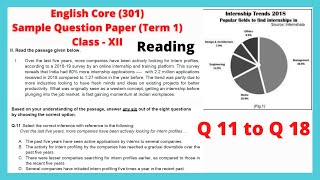 Q11 to Q18 Sqp English core class 12 Reading Over the last five years more companies have been [upl. by Vatsug]