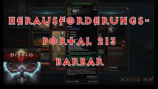 Diablo 3 270 Season 2324 EU Herausforderungsportal 213 Ödlande Barbar [upl. by Weihs479]