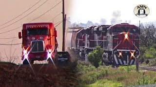 Trenes camiones y un amanecer en Aragon Hidalgo [upl. by Ellata]