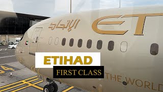 ETIHAD AIRWAYS FIRST CLASS London to Abu Dhabi Boeing 787 9 [upl. by Acimak]