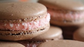 How to make Chocolate Peppermint Macarons  Peppermint Buttercream Frosting [upl. by Ybok]