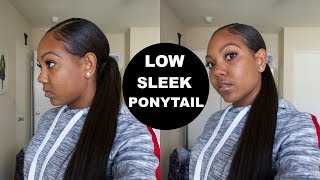 Low Sleek Ponytail w a Drawstring Ponytail on Natural Hair [upl. by Maressa]