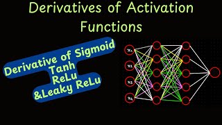 Neural Network activation function Derivatives  Equations for derivatives of activation function [upl. by Kalasky]