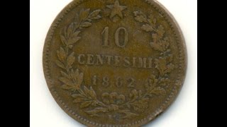 10 centesimi 1862 Emanuele 2 Italia 10 сентесимо Италия  Нумизматика [upl. by Islaen197]