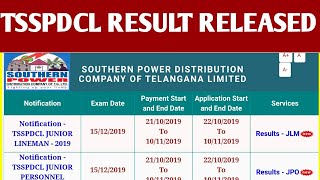 Tsspdcl result released  JPOJLMJACO result 2020 [upl. by Akeit681]