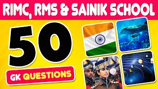 RIMC RMS and Sainik School GK 50 Important Questions for Class 6  Entrance Exam [upl. by Aneeg846]