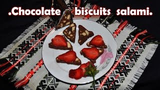 Chocolate biscuits salami salam de biscuiti ciocolata  plazma salama  cалама од кекса [upl. by Llehcsreh]