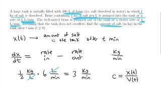 Mixing Problem Differential Equation Application [upl. by Angy]