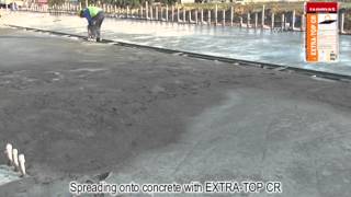 Broadcasting EXTRATOP CR onto fresh concrete by ISOMAT SA [upl. by Shiroma589]