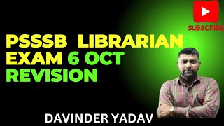 LIBRARIAN PUNJAB 6 OCT 2024  REVISION  BY DAVIDNER YADAV [upl. by Dorkas]