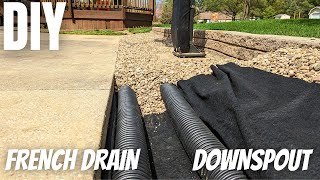 DIY French Drain amp Downspout  River Rock  Patio amp Yard Drainage Solution [upl. by Kcire]