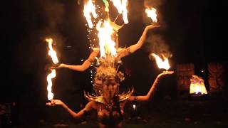 Sangre Del Sol Austin Texas fire dancer with Ishani Ishaya and Sage Jacote fire crown palm torches [upl. by Adnah]