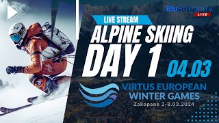 DAY 1  ALPINE SKIING  2024 Virtus European Winter Games [upl. by Leugimesoj149]