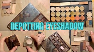 Depotting a mixture of eyeshadow palettes  Revolution Loreal Ted Baker [upl. by Lrac]