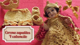 Fácil y rápido corona zapatitos y calzoncito para niño Dios [upl. by Honey740]