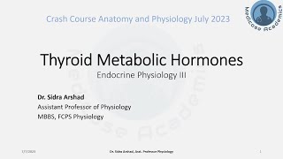 Thyroid Metabolic Hormones  Crash Course July 2023 [upl. by Anirahc]