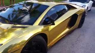 Lamborghini Aventador LP 7004 Gold Plated Paint  Lamborghini Aventador Miami Beach [upl. by Anatnahs]