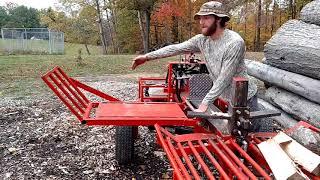 Homemade log splitter in operation [upl. by Austin]