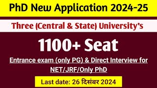 Central amp state university 03 New PhD Application Form 2024 1100 seat PhD Admission 202425 [upl. by Asilla]