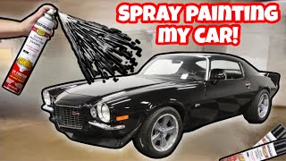 SPRAY PAINTING MY CAR WITH TURBO CANS 100K CAMARO GETS BUDGET PAINT JOB HOW MANY CANS WILL IT TAKE [upl. by Gil]