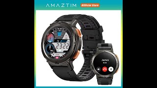 Original AMAZTIM TANK T2 Military Smart Watches Men AMOLED Bluetooth IP69K Waterproof AI Voice [upl. by Ecinna]