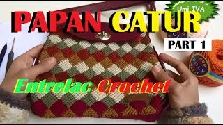 Crochet Entrelac Bag in a Round  Tutorial Merajut Motif Papan Catur PART 1 [upl. by Lanctot]