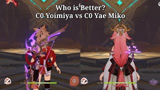 Who is better C0 Yoimiya Thundering Pulse VS C0 Yae Miko Kaguras Verity  Genshin Impact [upl. by Augustina828]