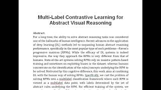 Multi Label Contrastive Learning for Abstract Visual Reasoning [upl. by Mitchell]