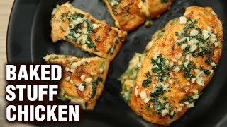 Baked Stuff Chicken Recipe  How To Make Spinach amp Cheese Stuffed Chicken Breast  Neha [upl. by Jaymie]