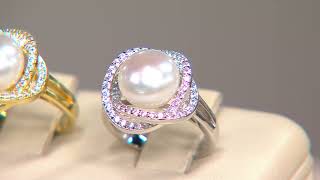 Honora Cubic Zirconia Cultured Pearl Polished Ring Sterling on QVC [upl. by Harald]