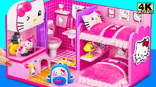 Building Hello Kitty Pink Bedroom with Bunk Bed Sanrio Claw Machine Backpack  DIY Miniature House [upl. by Cletis409]