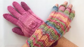 Neko Bambus Flex Strickspiel  Fingerhandschuhe mit Wellen und Zopfmuster [upl. by Spector]