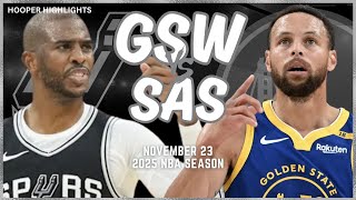 Golden State Warriors vs San Antonio Spurs Full Game Highlights  Nov 23  2025 NBA Season [upl. by Aenotna]